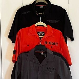 Three Harley-Davidson Men's Black and Orange Shirts